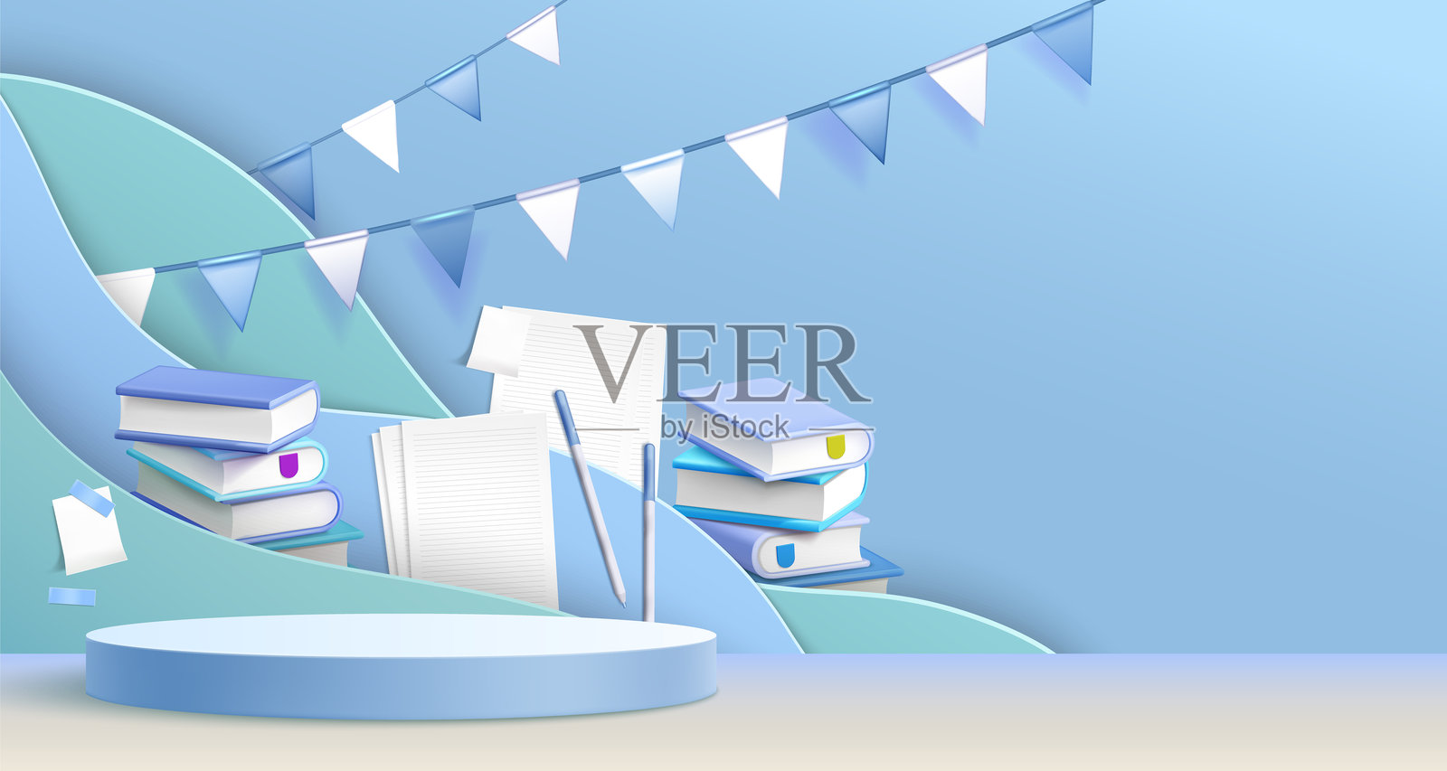 开学促销背景与讲台插画图片素材