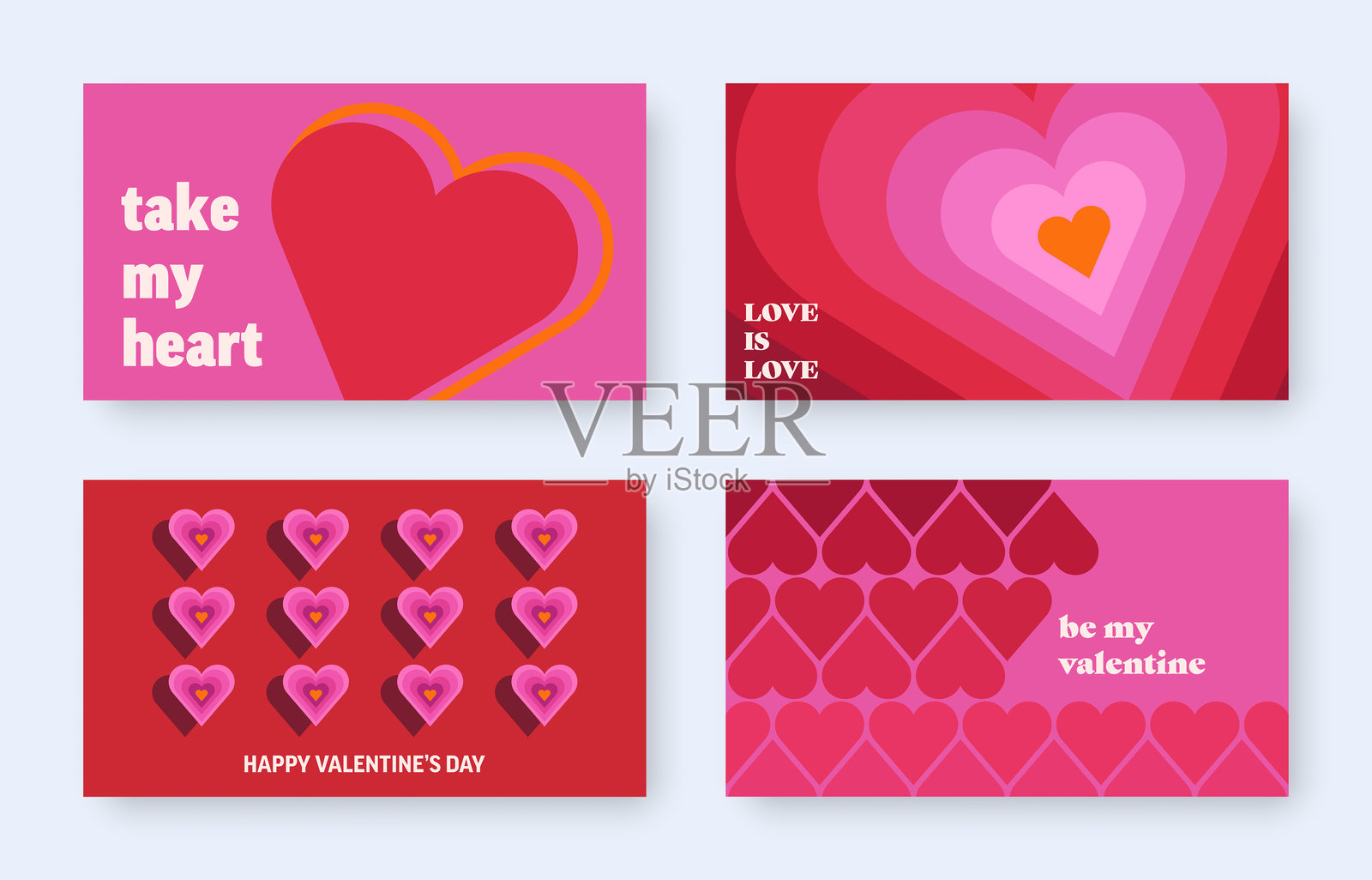 现代抽象情人节和爱情横幅海报设计。社交媒体横幅的抽象概念。复古粉色极简矢量背景，适用于印刷、贺卡、广告、封面和网页。插画图片素材