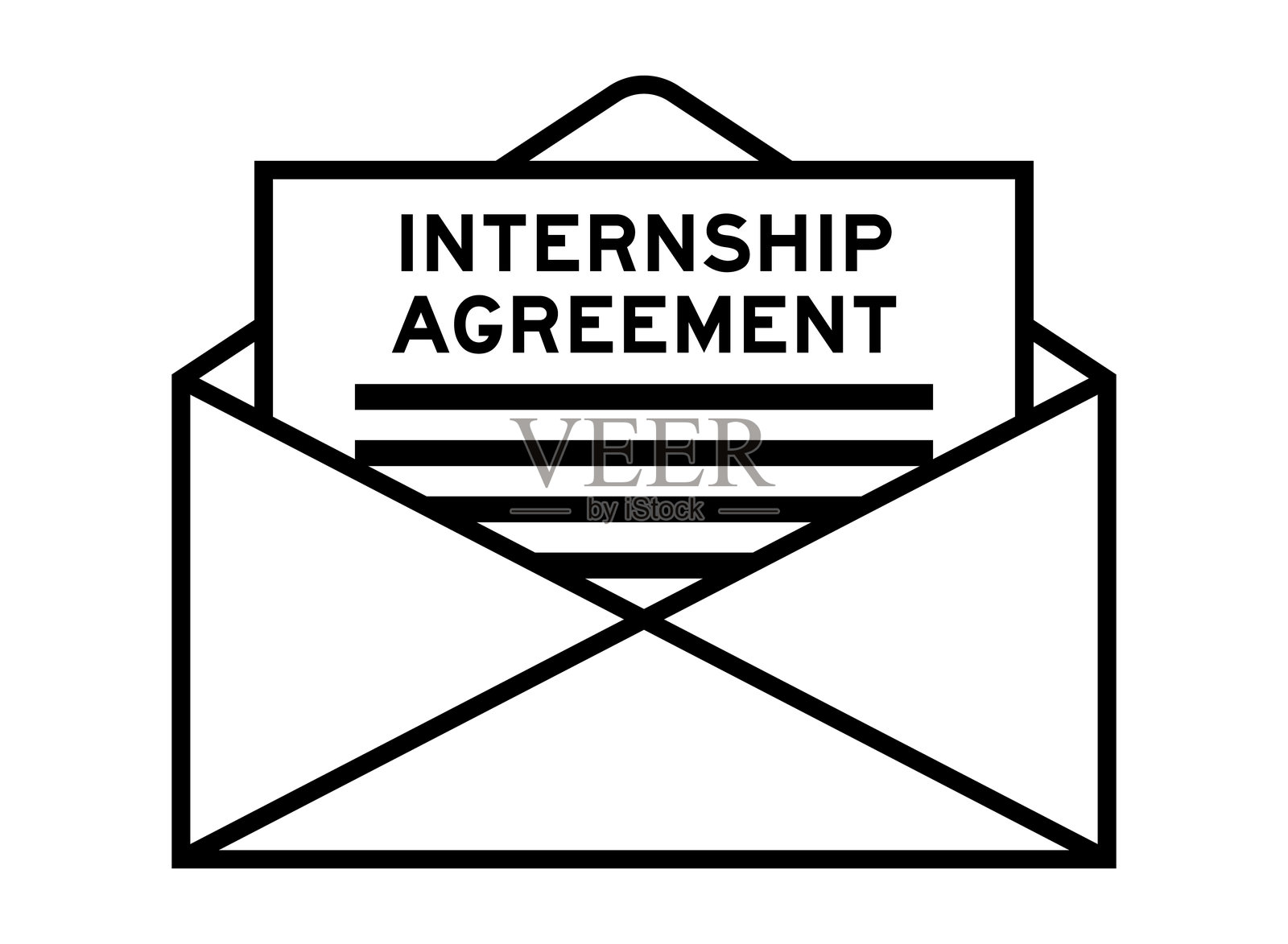 带有“实习协议”字样的信封和信件标志插画图片素材
