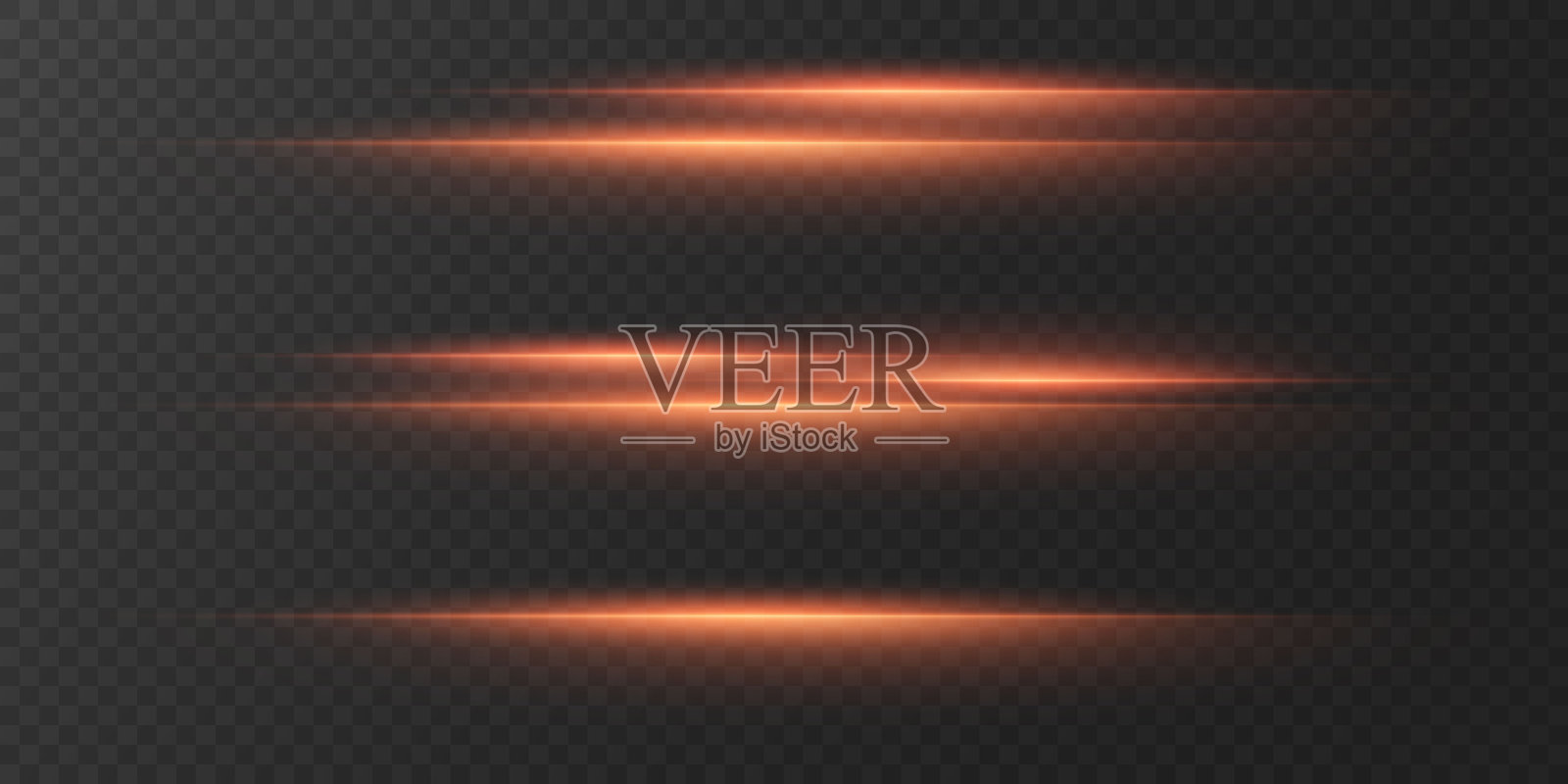 红色横向效果集合，霓虹激光线。插画图片素材