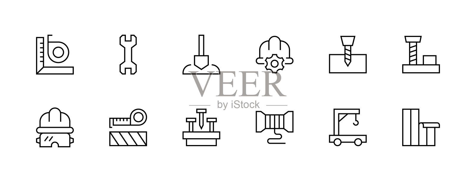 建筑图标集合。插画图片素材