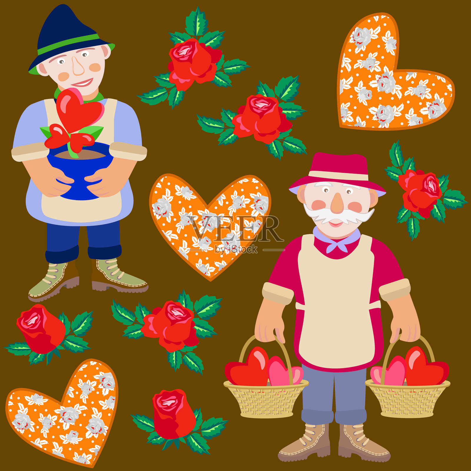 矢量 - 爱的贺卡无缝图案插图。插画图片素材