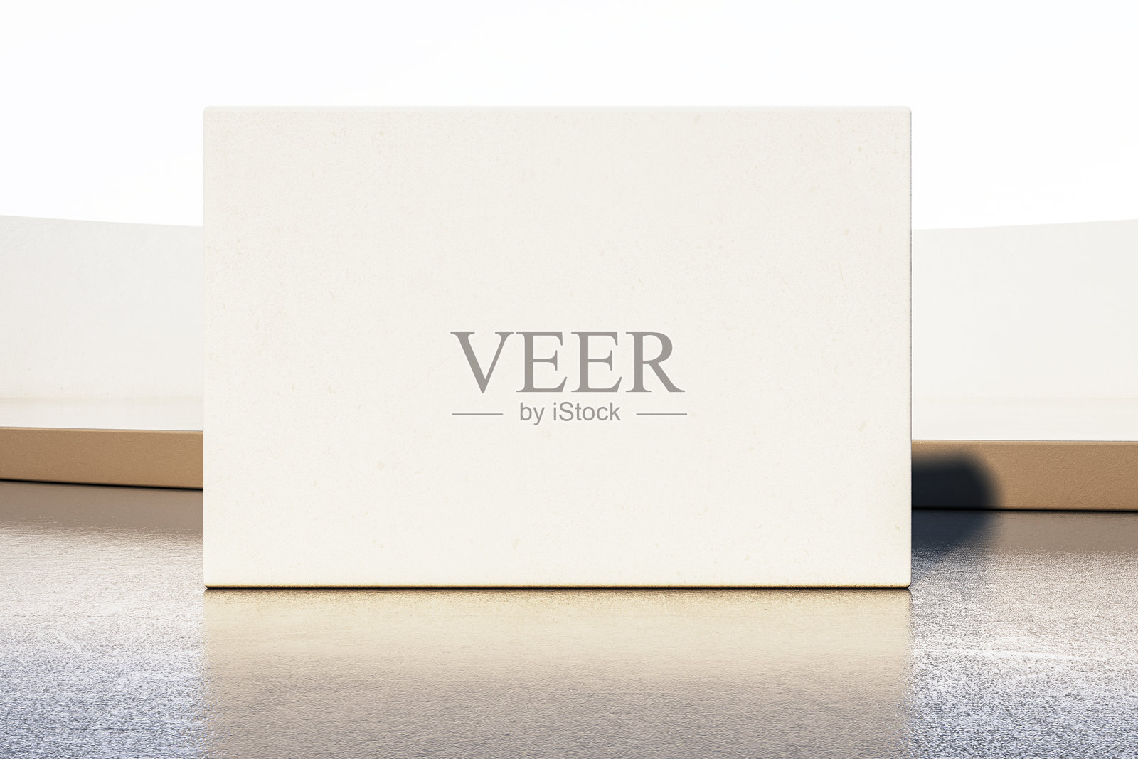 户外空间中的极简主义空白白墙面，干净的混凝土地板和明亮的光背景。非常适合品牌概念。3D渲染。照片摄影图片