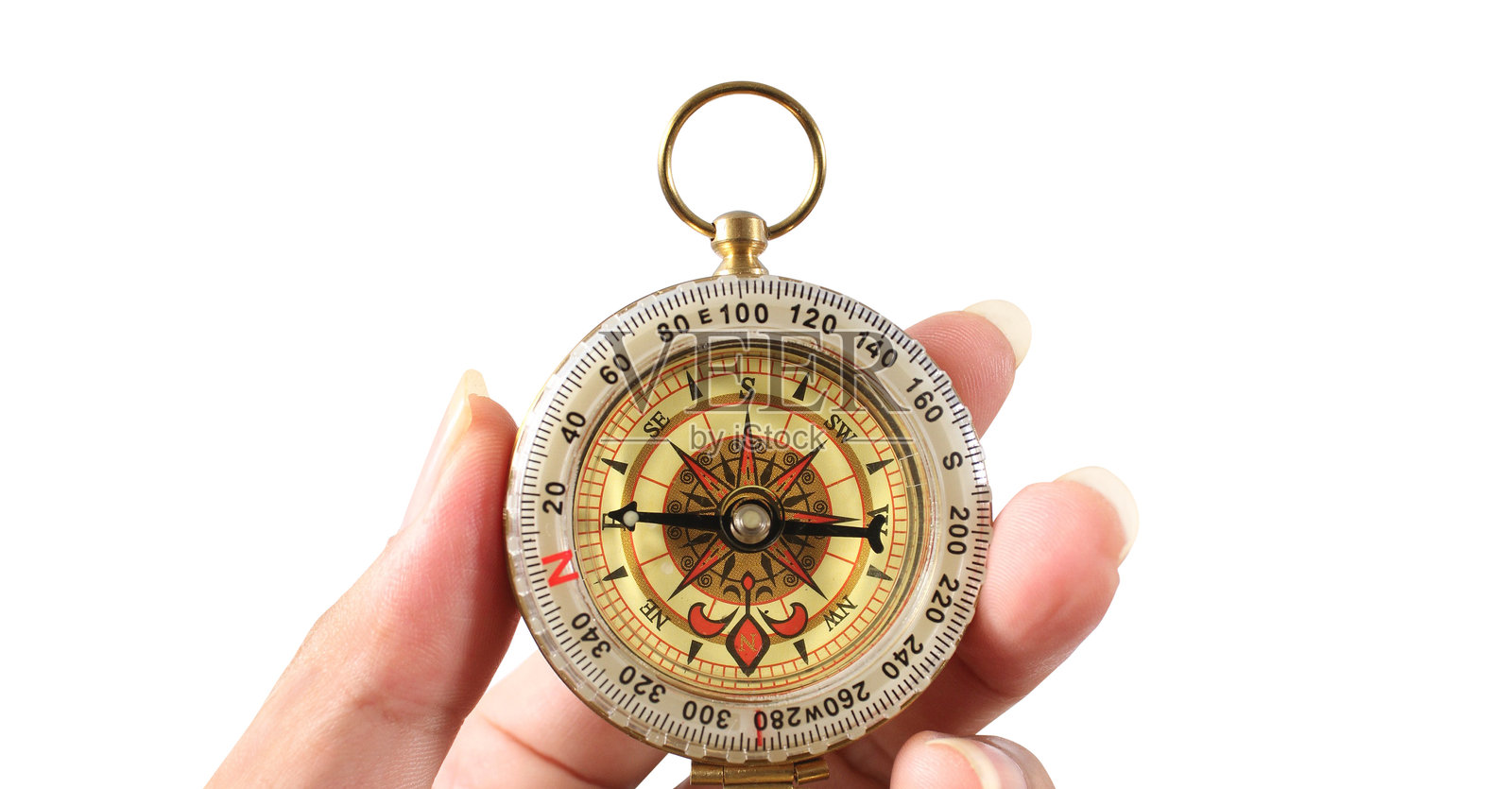 手握指南针象征着城市环境中的方向和导航，商业概念、商业方法以及金融、银行和投资的成功照片摄影图片