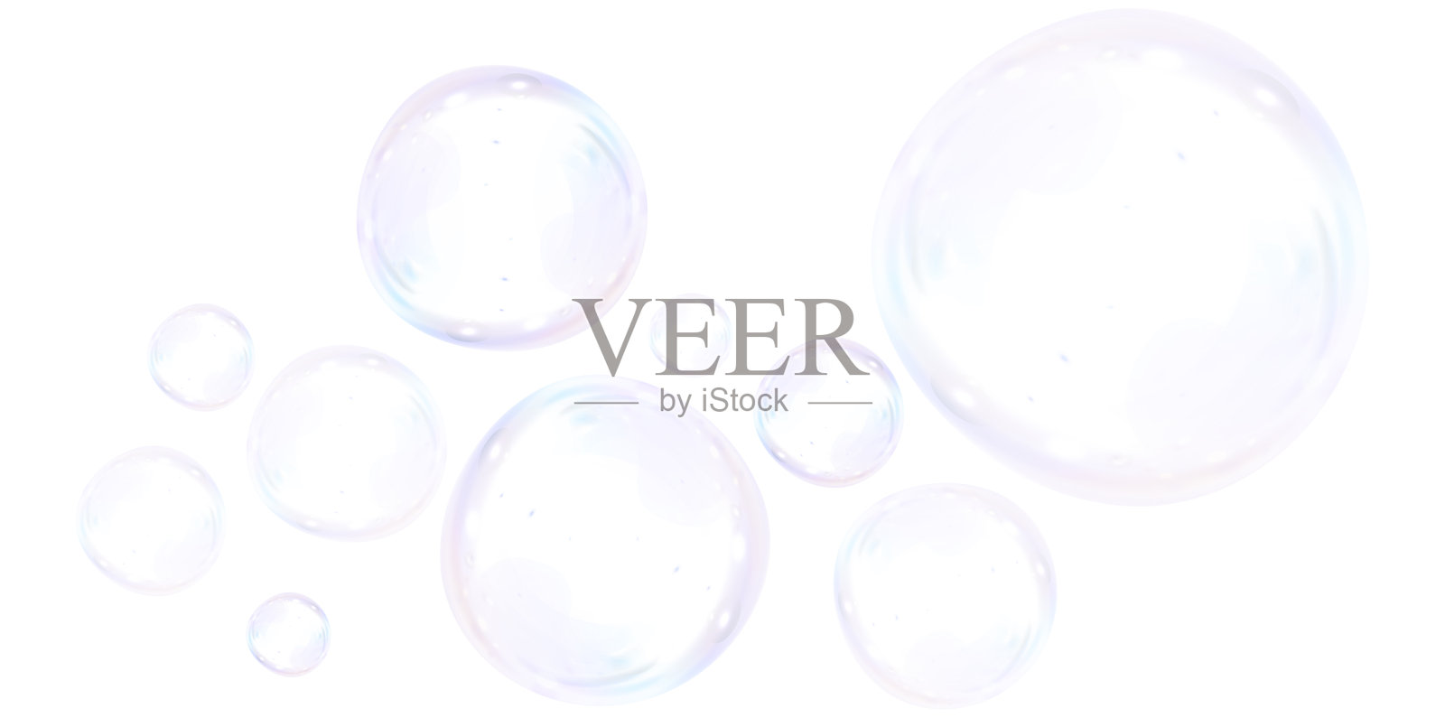 白色背景上的肥皂泡，水彩画风格。插画图片素材