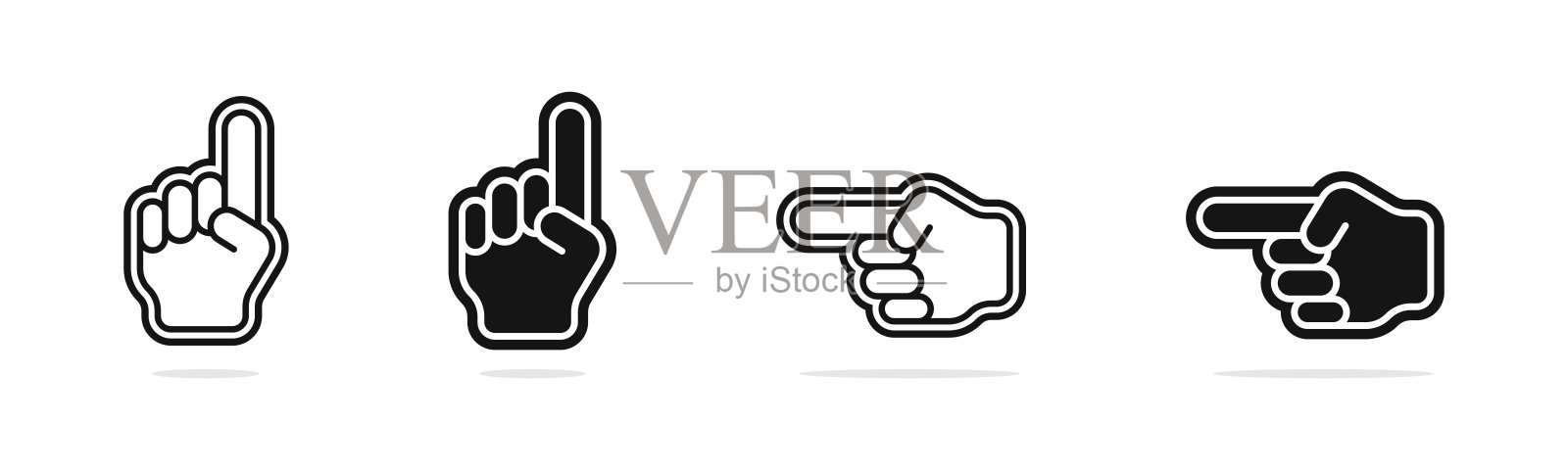 手指指向图标集。带有指向手势的手插画图片素材