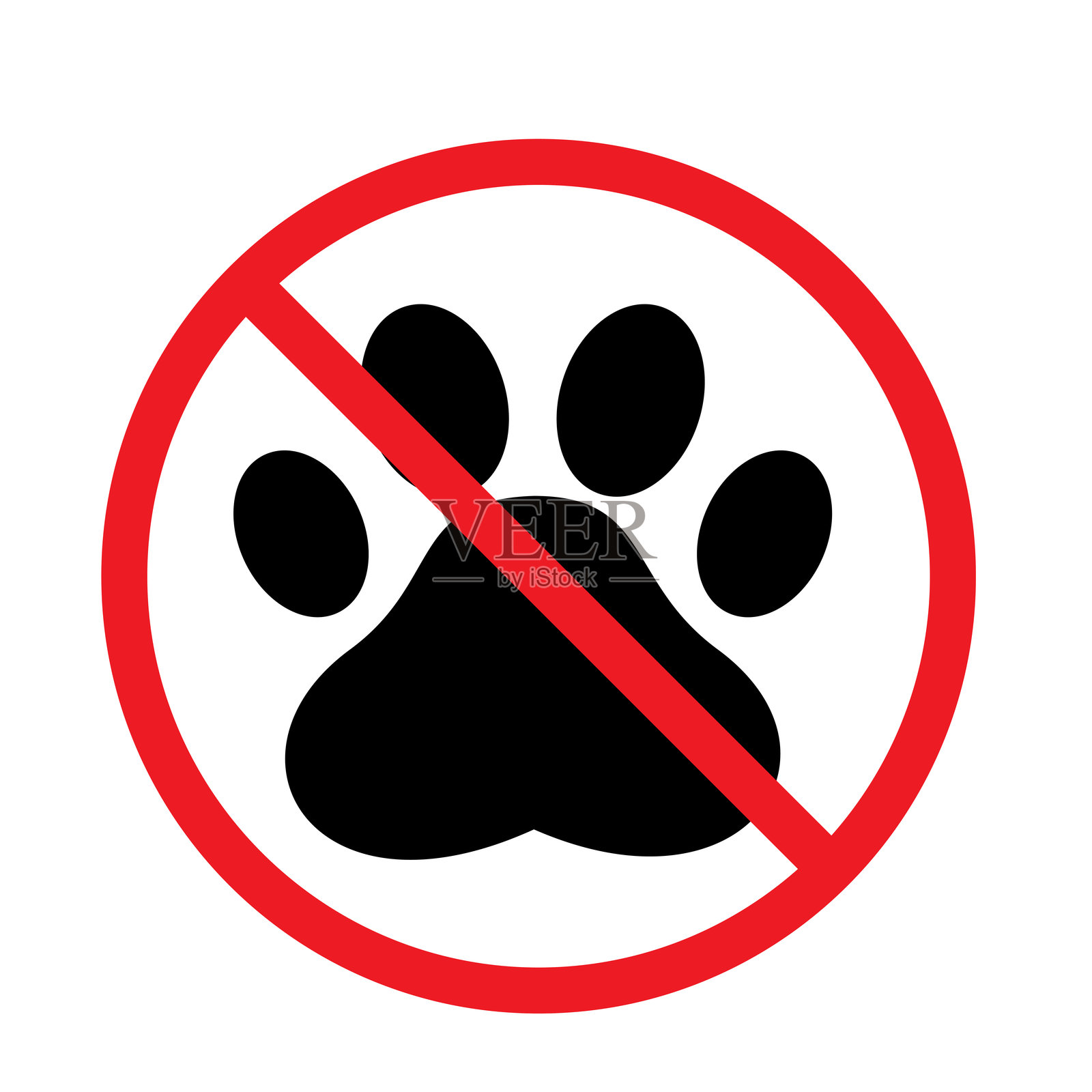 禁止宠物入内矢量图标。猫和狗，禁止宠物的矢量标志集。警告贴纸。禁止标签。插画图片素材