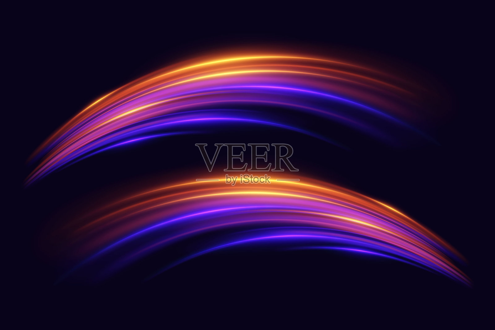 抽象的高速运动线。照亮的交通路径。插画图片素材