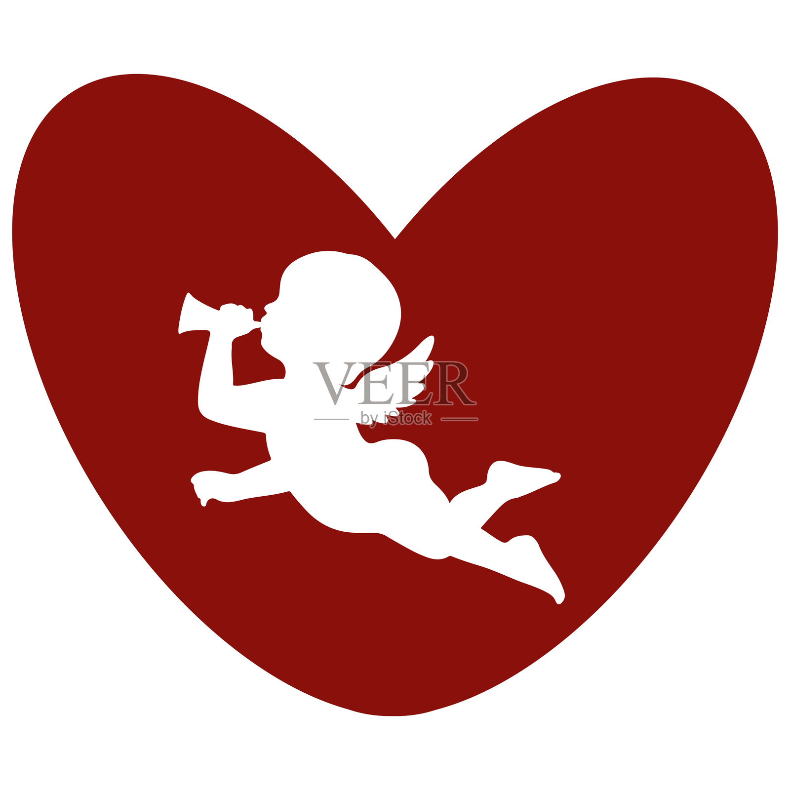 丘比特与心形图案插画图片素材