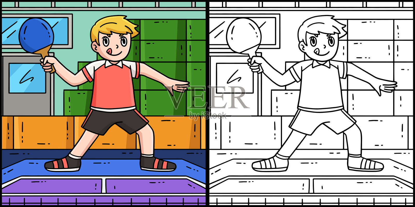 乒乓球运动员防守姿势插图插画图片素材
