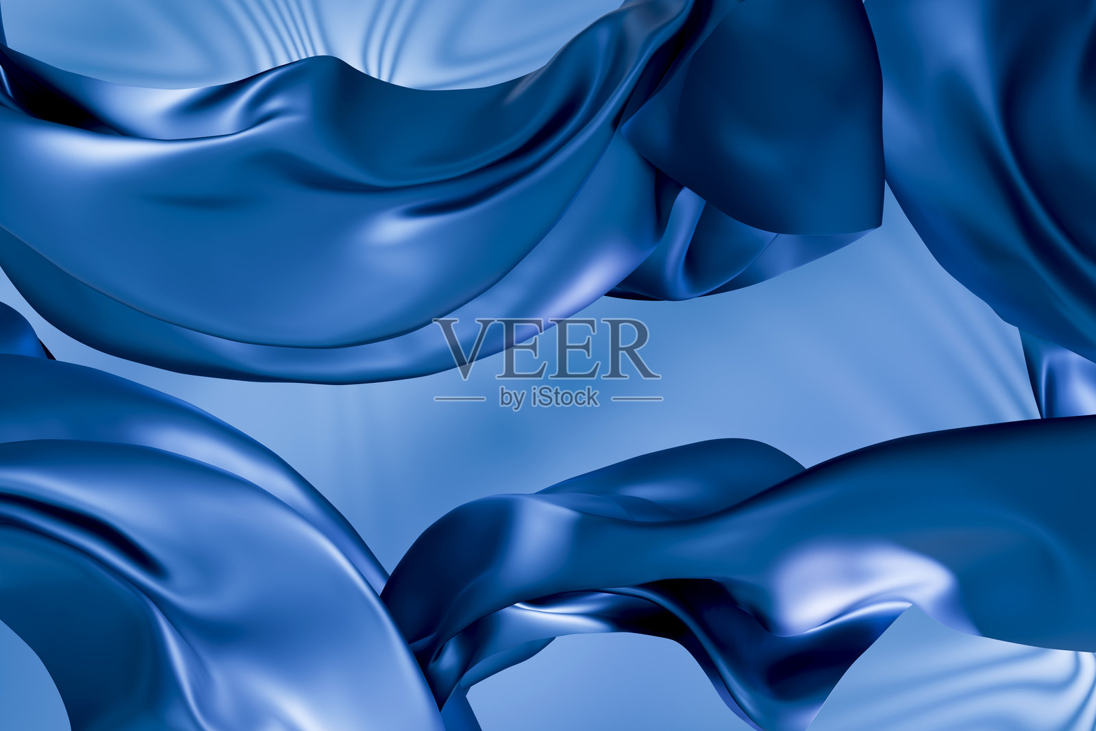 带有魔法元素的蓝色面料，蓝色背景上留有文本位置。美丽的抽象3D图形、图案、设计照片摄影图片