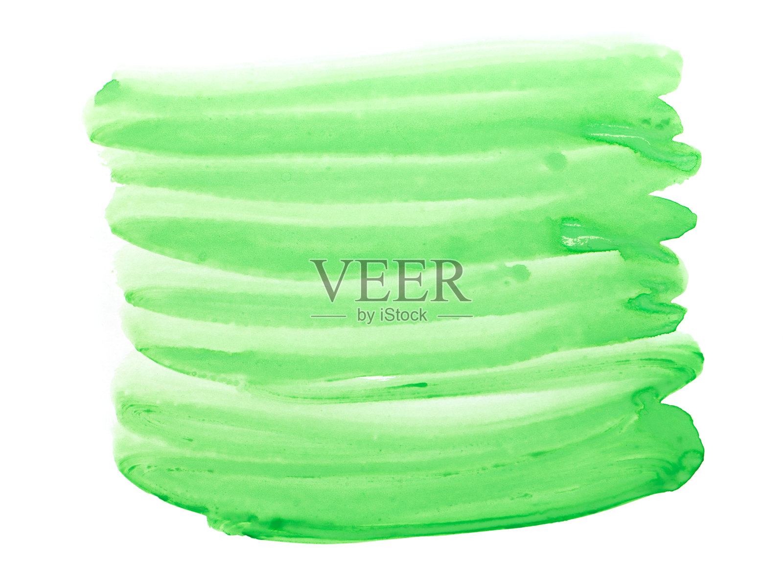 绿色水彩颜料，孤立在白色背景上。绿色水彩横幅。照片摄影图片