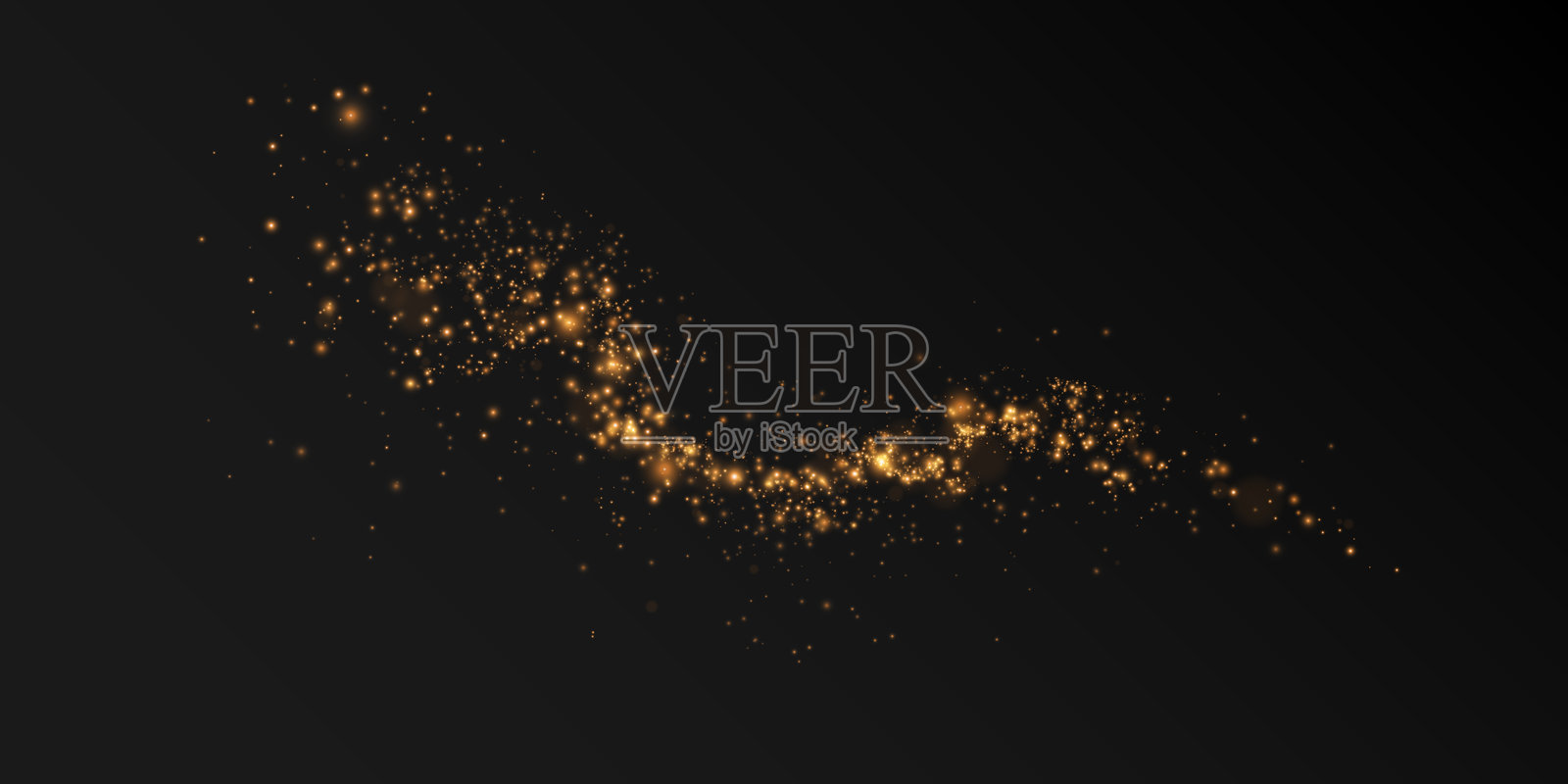 尘埃和金色星星的火花闪耀着特殊的光芒。透明光背景上的矢量火花。圣诞灯光效果。闪烁的魔法尘埃颗粒。插画图片素材