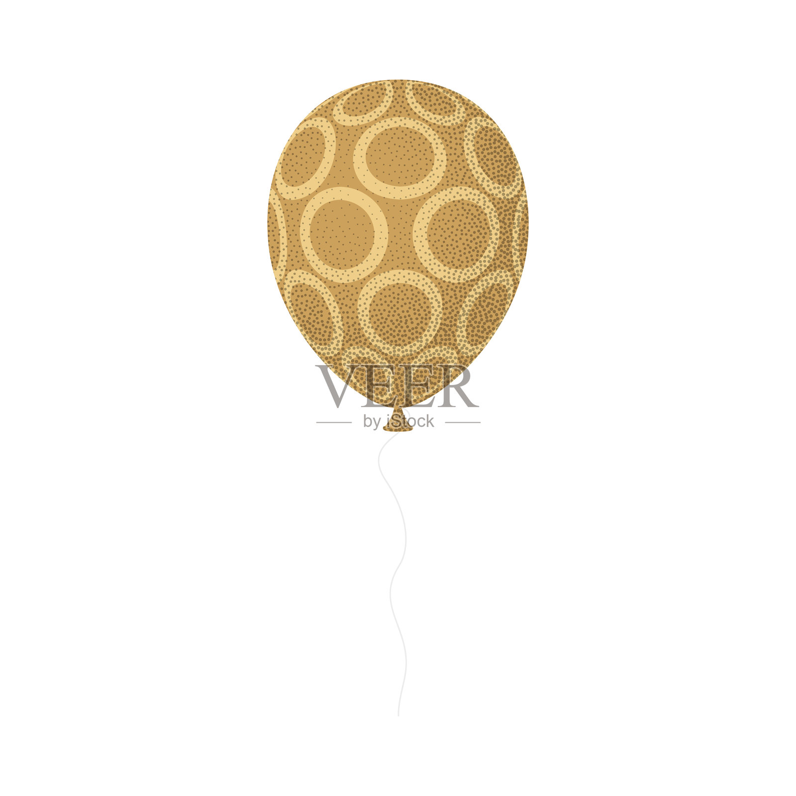 金色气球复古颗粒。卡通扁平风格矢量插图，背景为白色。插画图片素材