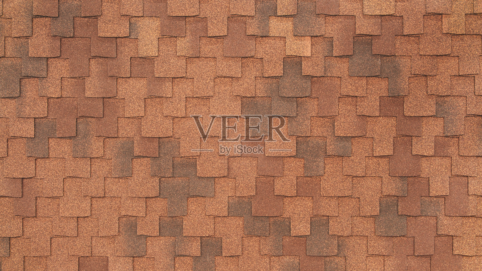 一个带有方形图案的棕色屋顶。屋顶由木材制成，具有乡村风格。照片摄影图片