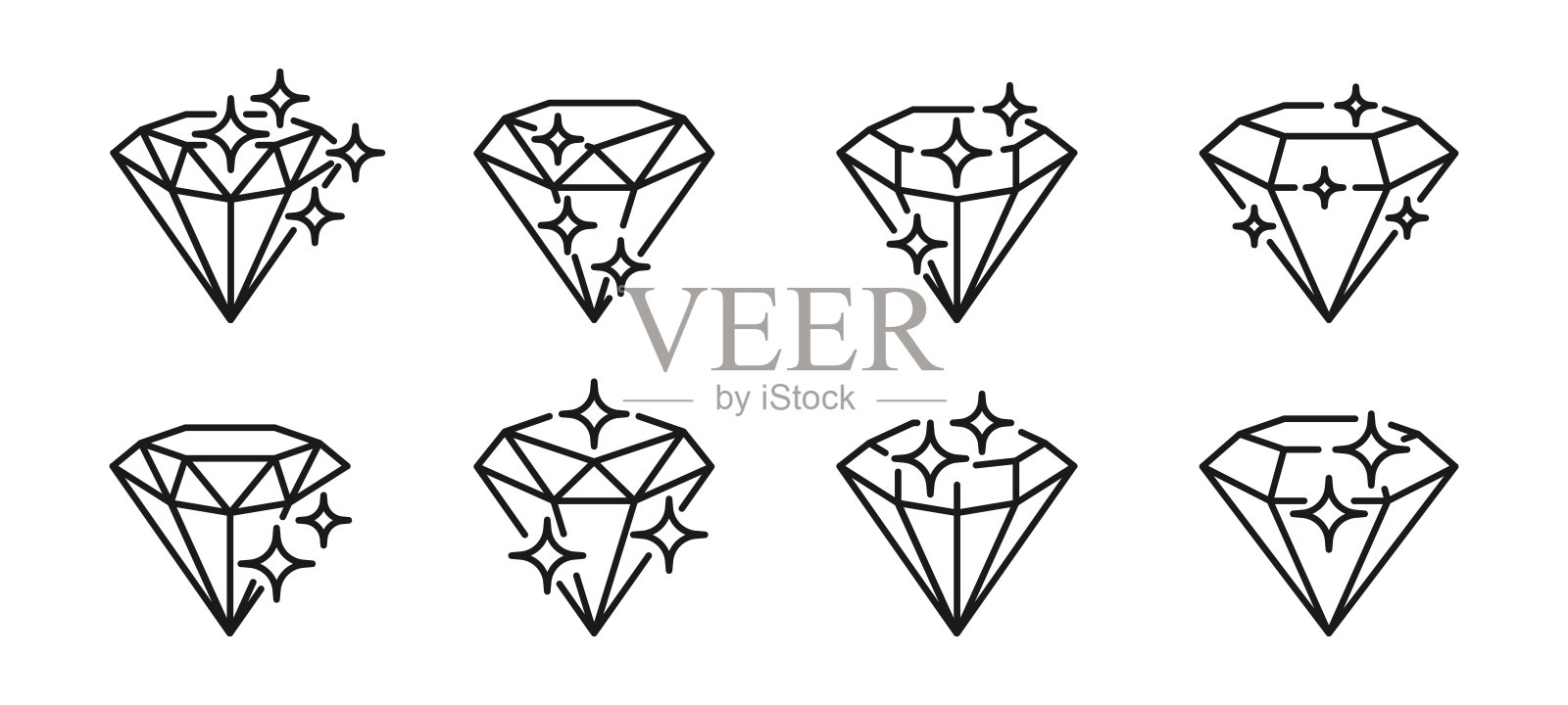 闪亮的宝石轮廓。优雅的珠宝矢量图标插画图片素材