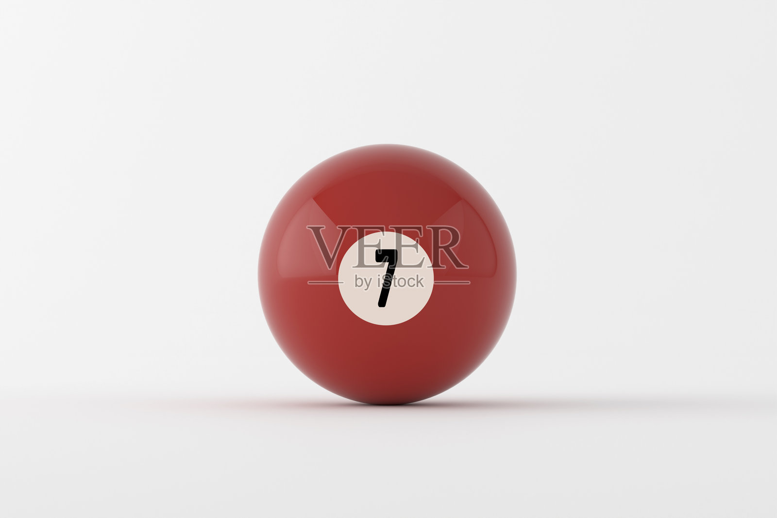 七号台球静静地放在白色表面上照片摄影图片