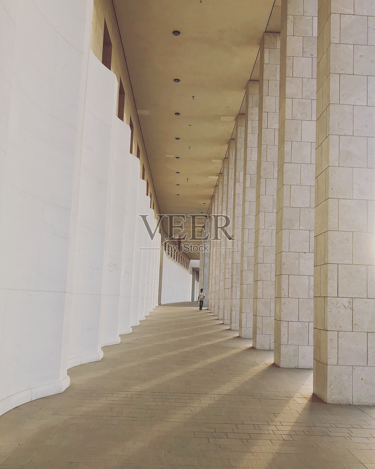 男子在隧道中走路的背影照片摄影图片