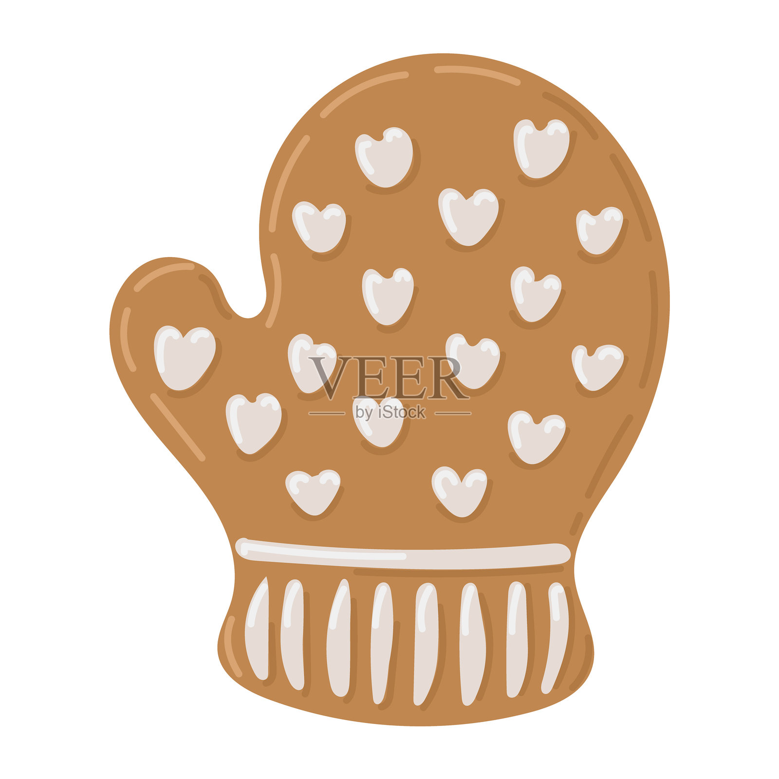 姜饼手套饼干，装饰有糖霜插画图片素材