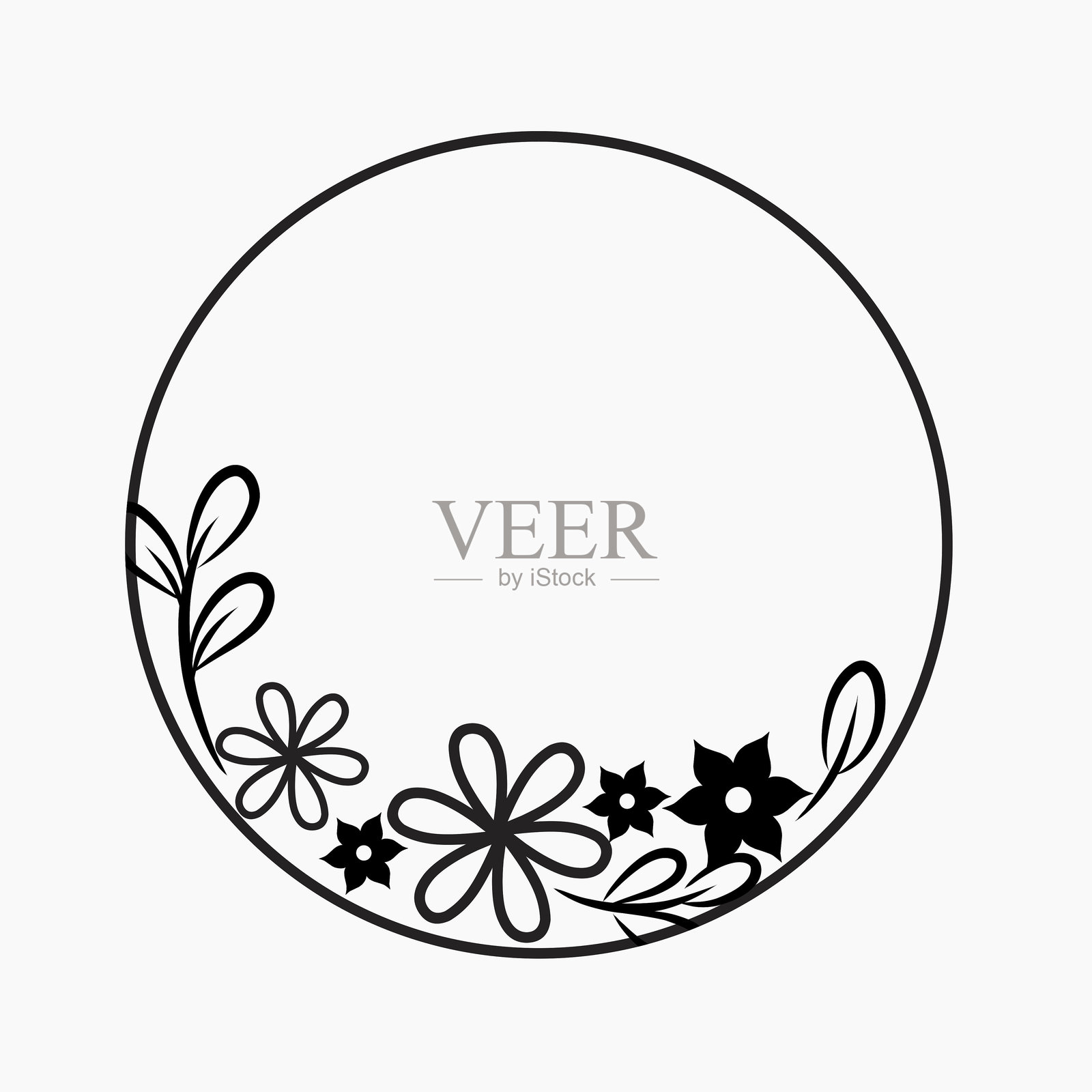 简单的花朵圆形轮廓图形矢量插图插画图片素材