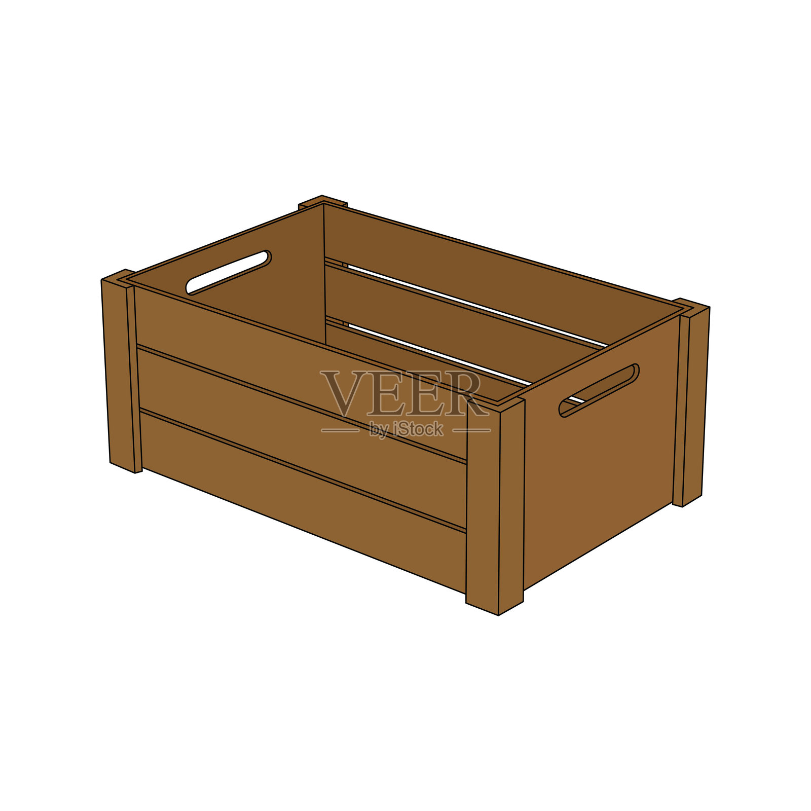 孩子们绘制的木箱卡通矢量插图，孤立展示插画图片素材