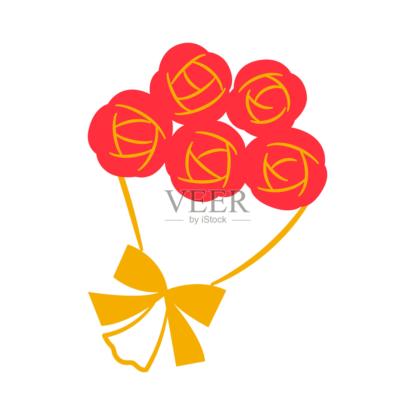 五朵玫瑰的插图插画图片素材