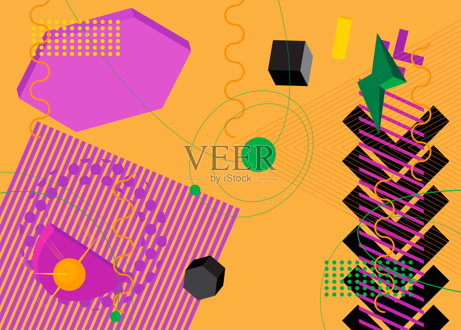 几何图形复古主题背景，封面。极简几何元素海报设计。复古抽象形状海报横幅模板。插画图片素材