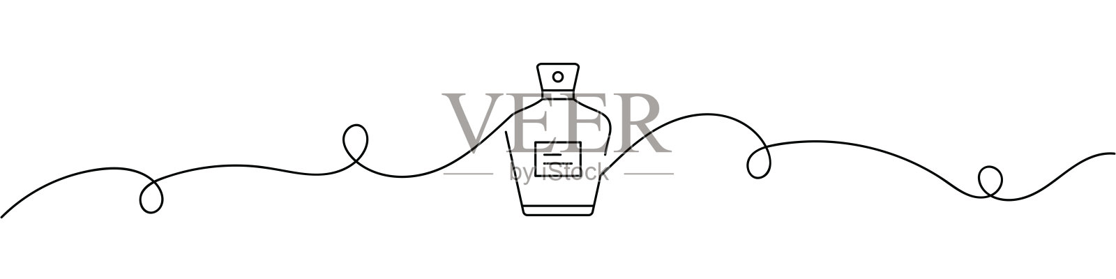 香水图标的连续线条绘画。单线矢量插图插画图片素材