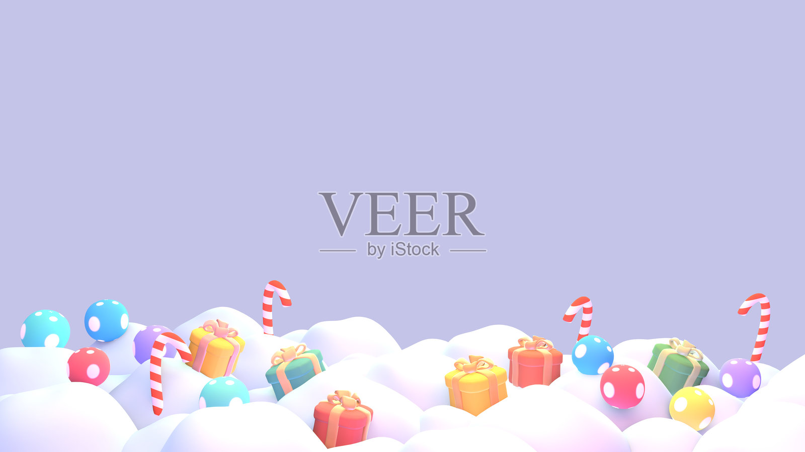 卡通圣诞礼物在雪中的框架照片摄影图片