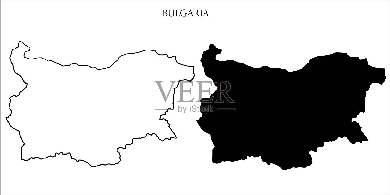 保加利亚空白地图，保加利亚地图轮廓照片摄影图片