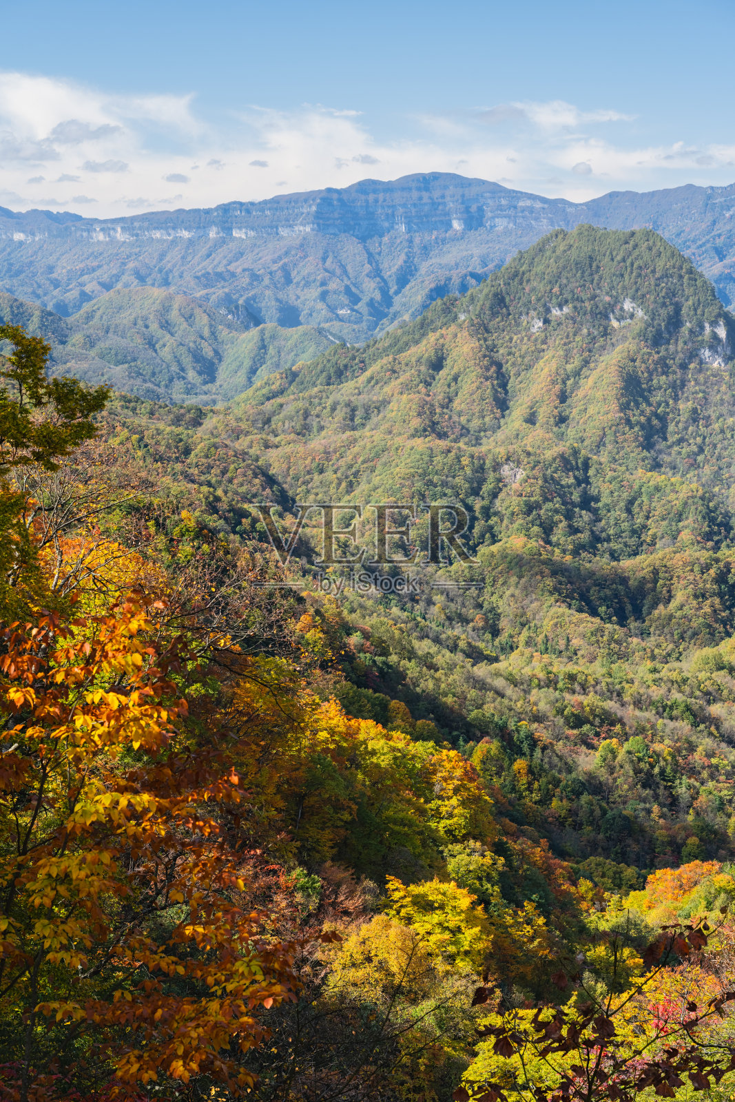 四川巴中广武山风景区周围的五彩森林和红叶，从广武山镇到石坝月潭065乡道照片摄影图片