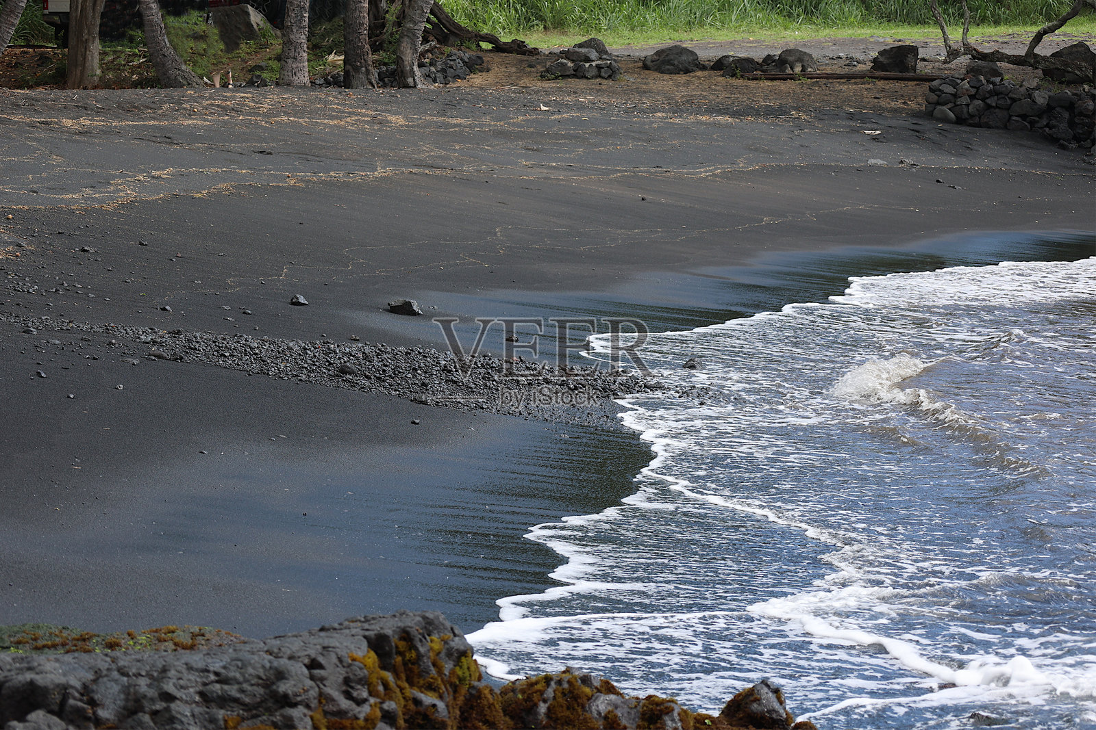 黑沙滩 - 夏威夷大岛照片摄影图片