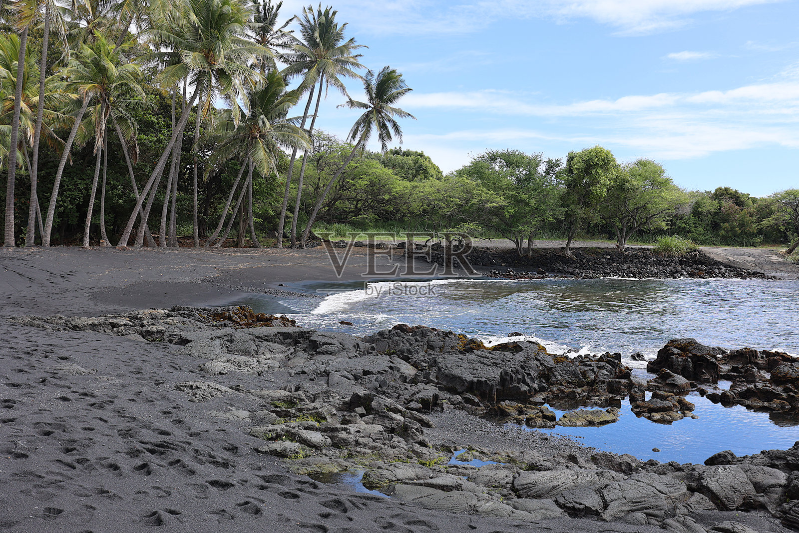 黑沙滩 - 夏威夷大岛照片摄影图片
