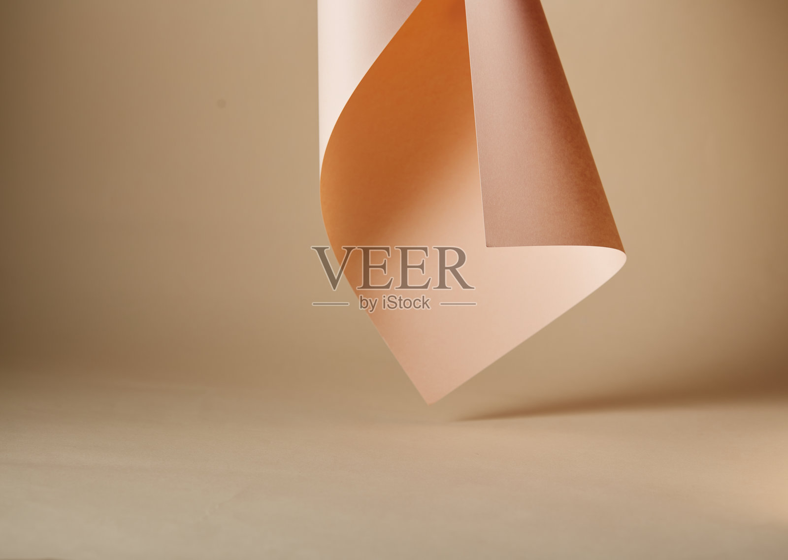 米色背景上的纸卷，设计元素，留有文本或图像的空白空间照片摄影图片