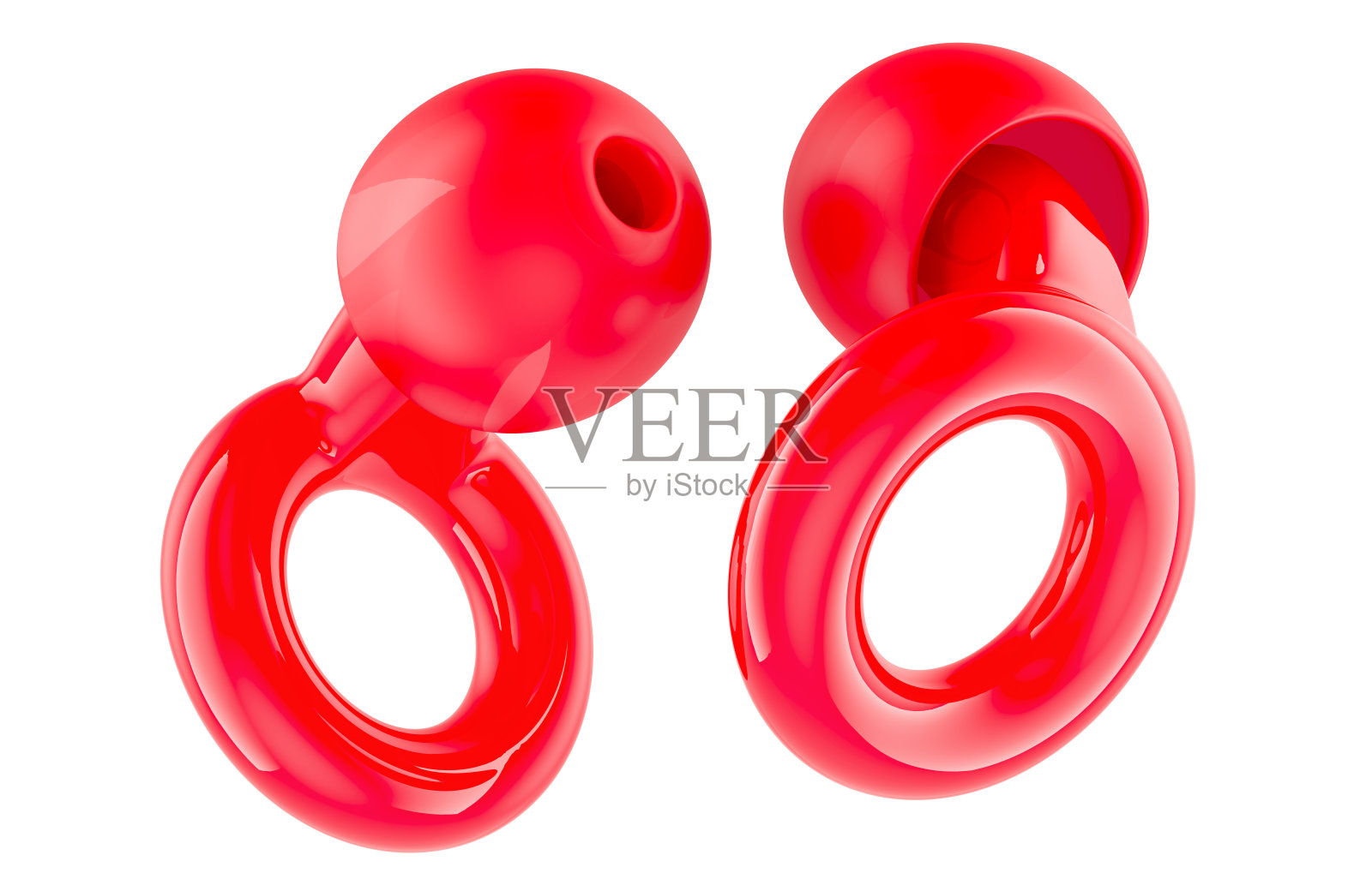 红色环形耳塞，3D渲染照片摄影图片