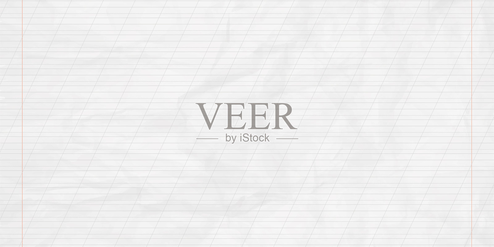 皱巴巴的学校笔记本纸张，上面有一条狭窄的划线用于学习拼写，带有空白处的模拟图。矢量插图。插画图片素材