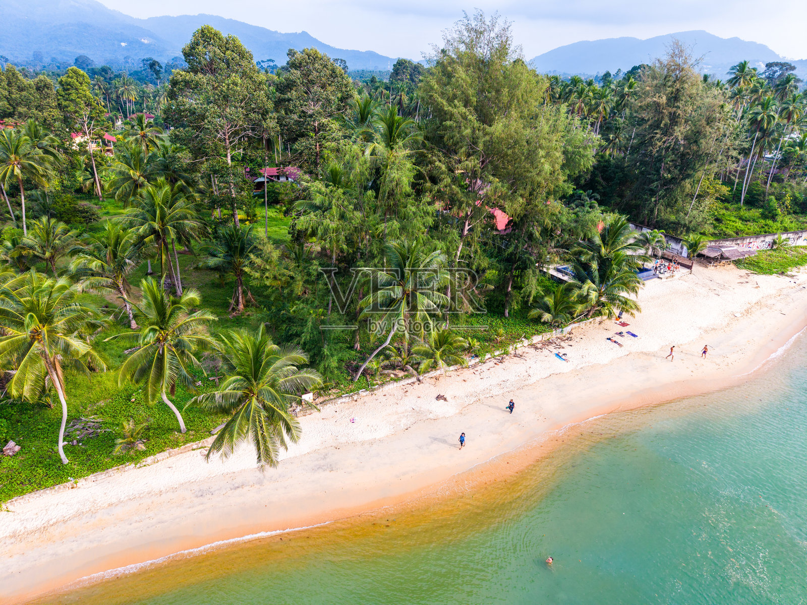 泰国苏梅岛利帕诺伊海滩的空中视角照片摄影图片