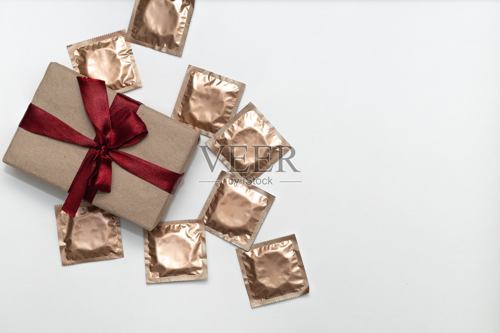 避孕套礼品盒，避孕概念照片摄影图片