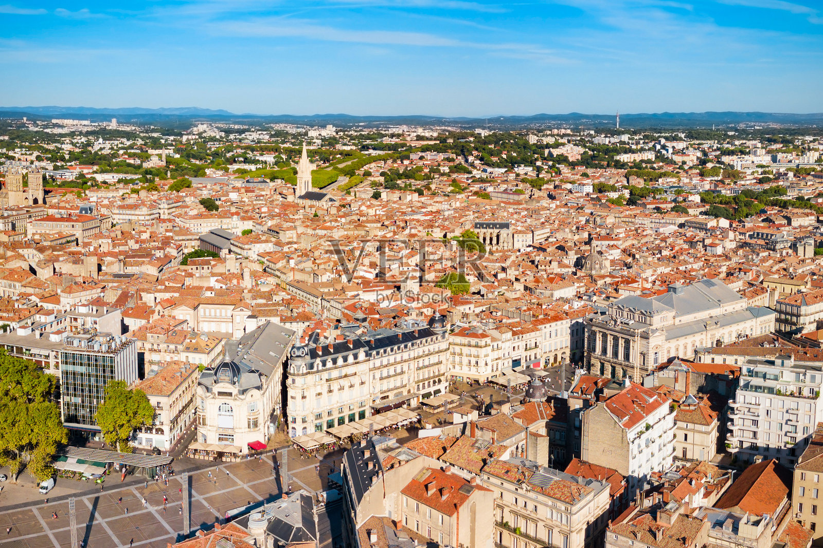 法国蒙彼利埃的空中全景视图照片摄影图片