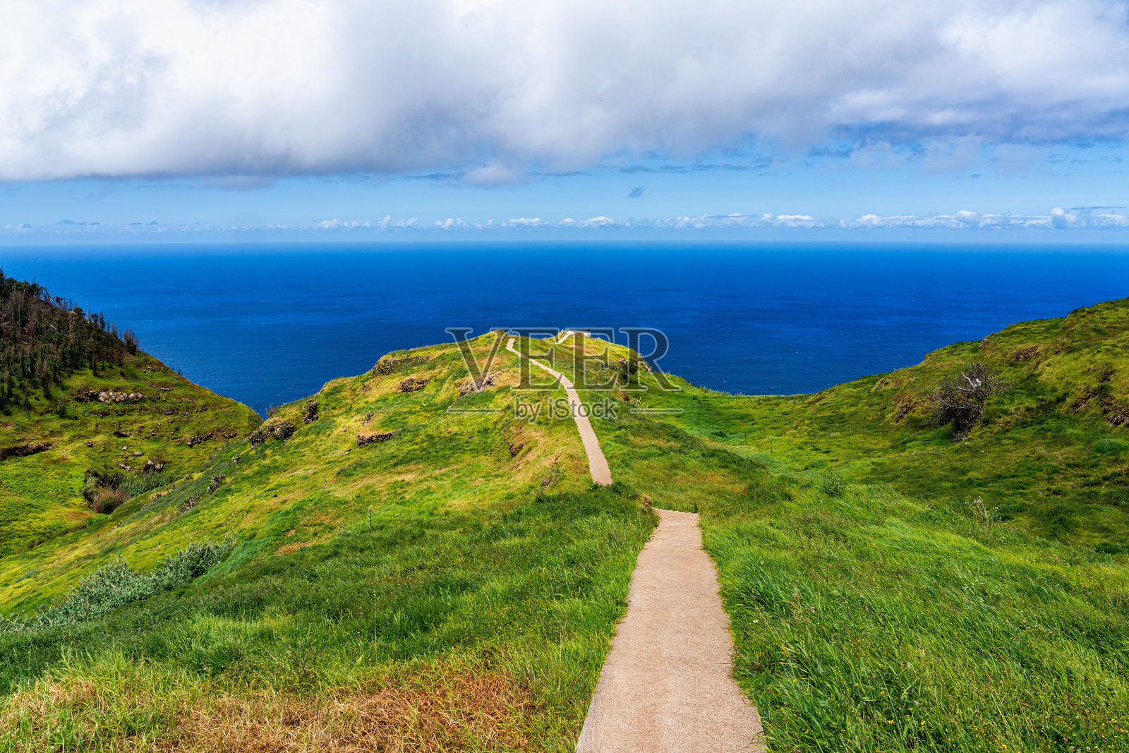 在葡萄牙马德拉岛的Boa Morte观景台上，夏日清晨的壮丽全景。照片摄影图片