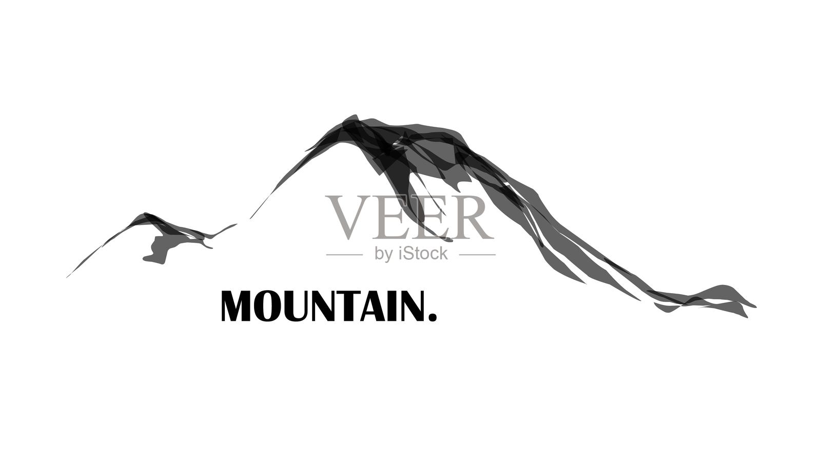 山脉剪影。山脉矢量图。白色背景上的山脉剪影 - 矢量图标。矢量插图。插画图片素材
