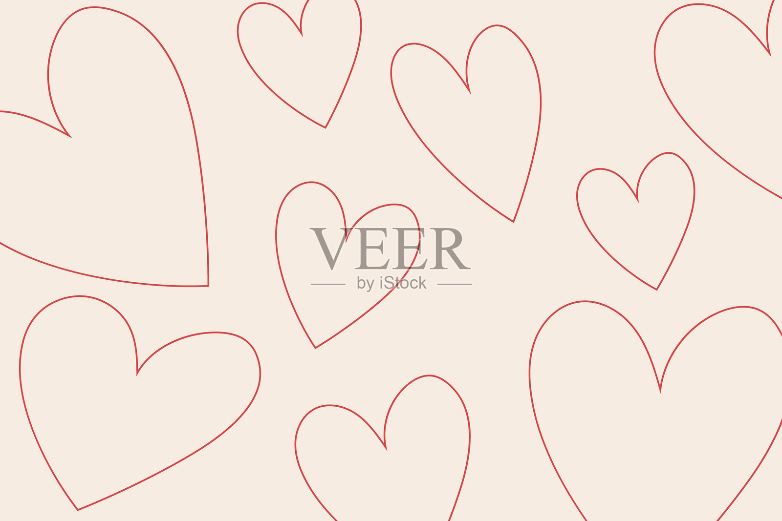 情人节快乐的心形和爱心极简艺术，粉色渐变插画图片素材