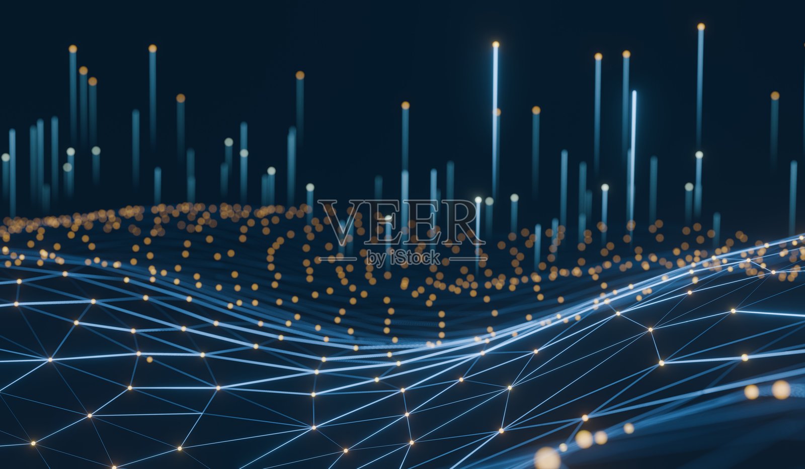 抽象的蓝色背景，带有科技感的光纤线条，代表数据和通信网络照片摄影图片