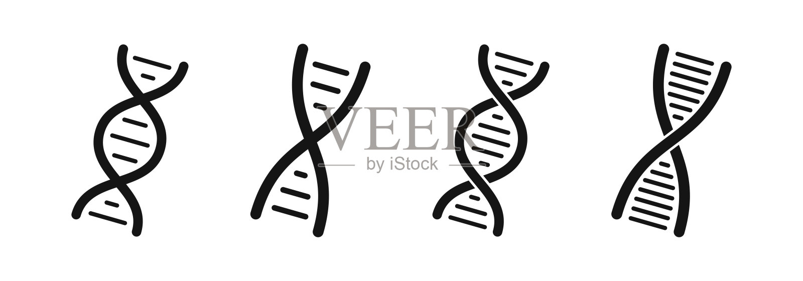 DNA矢量图标集。DNA螺旋轮廓图标。插画图片素材