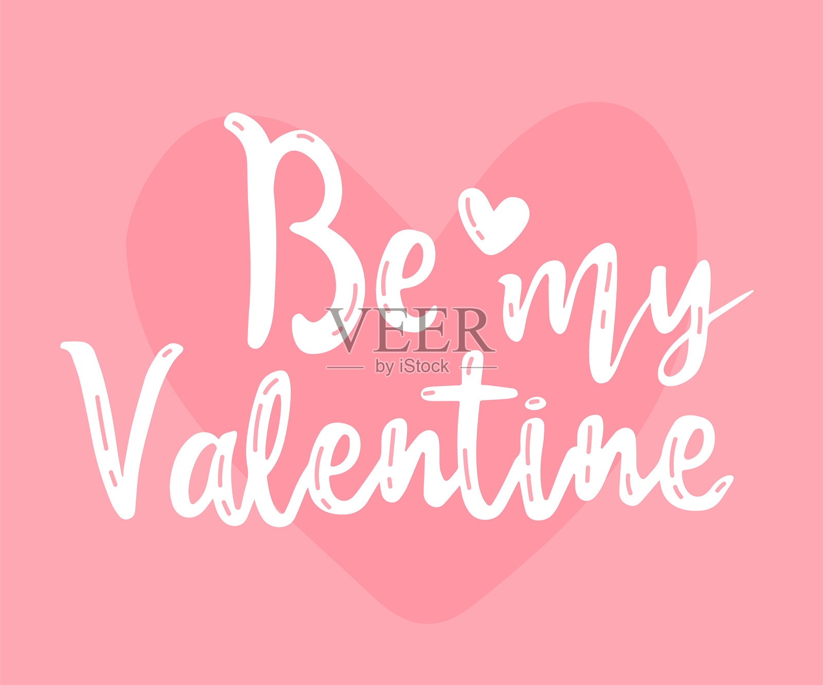 做我的情人。情人节贺卡。手绘创意书法和毛笔字母。插画图片素材