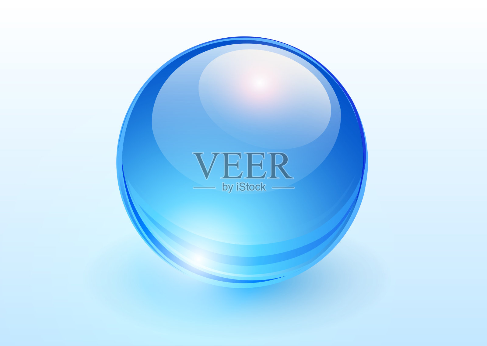 蓝色玻璃球，3D光泽球体背景。插画图片素材