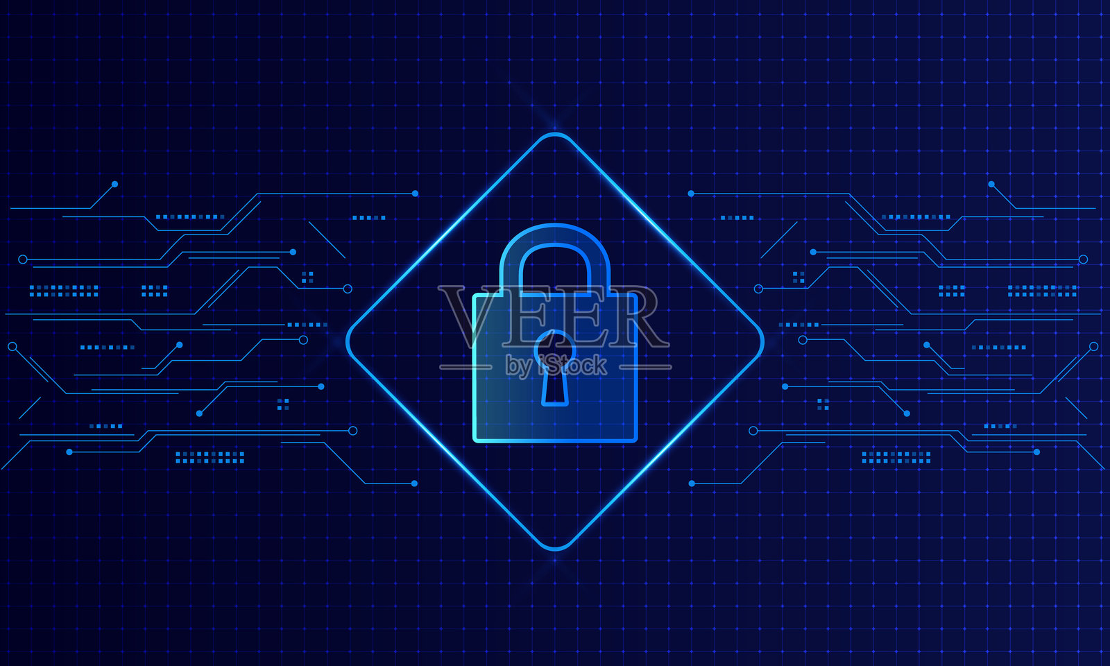 网络安全技术概念，带钥匙孔的盾牌图标，个人数据，矢量插图。插画图片素材
