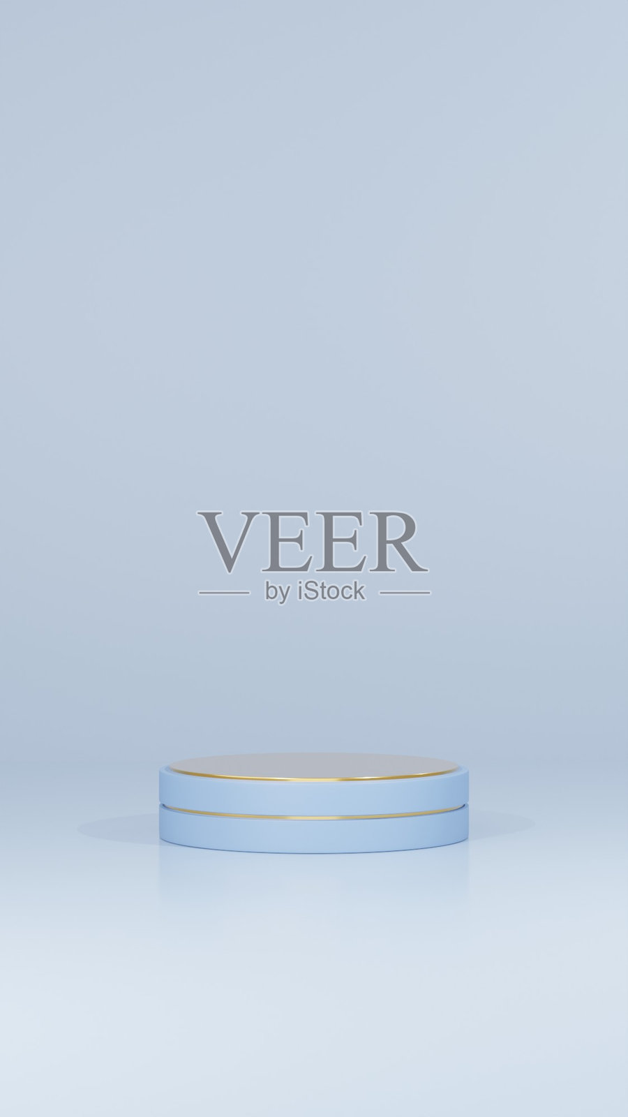 背景展示一个空的产品展示模型，蓝色背景和抽象几何平台设计用于以纵向方向展示商品。照片摄影图片