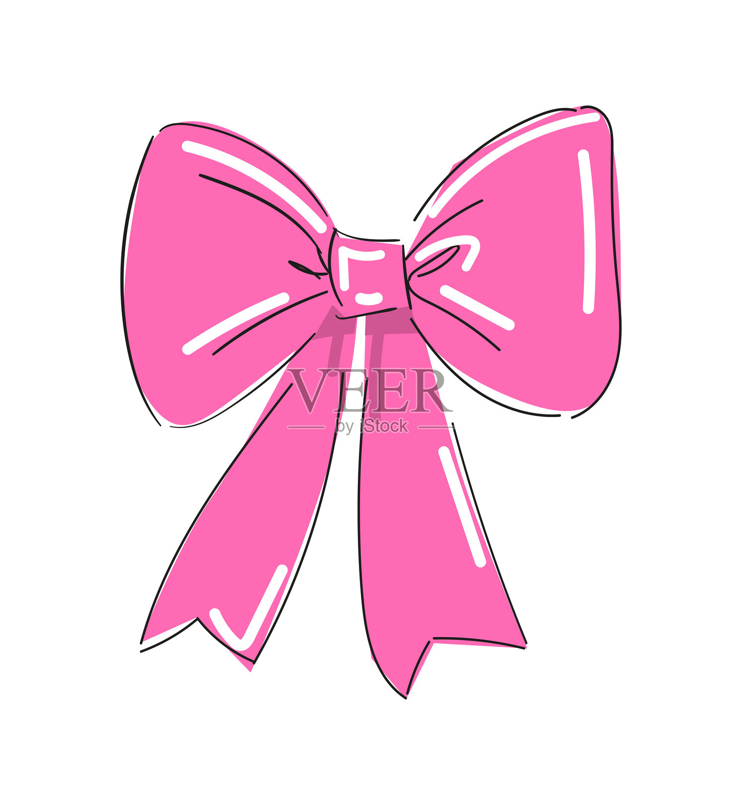 手绘草图 红色蝴蝶结 置于白色背景上插画图片素材