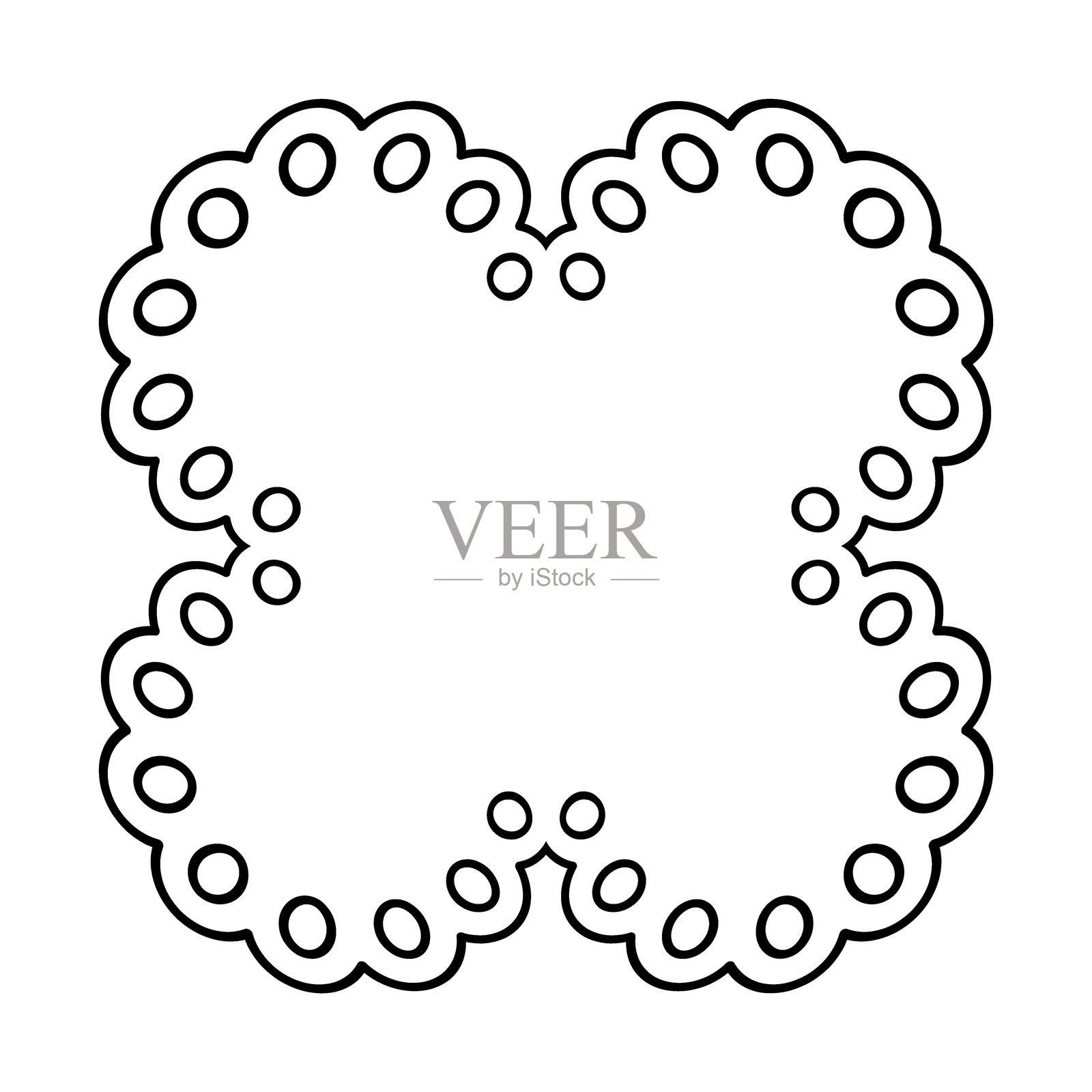 黑色线条圆形蕾丝装饰材料插画图片素材